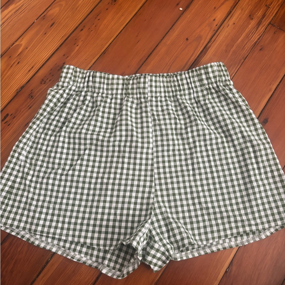 SHEIN High Waist Green Plaid Shorts